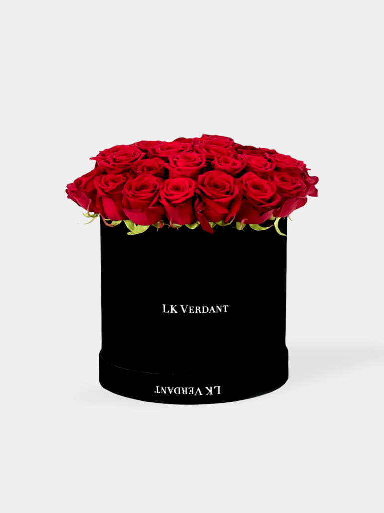 The Rubi Red Roses Hatbox Flowers - LK VERDANT