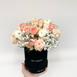 Peach Charm Hatbox Flowers - LK VERDANT