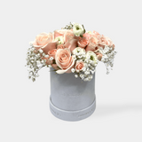 Peach Charm Hatbox Flowers - LK VERDANT
